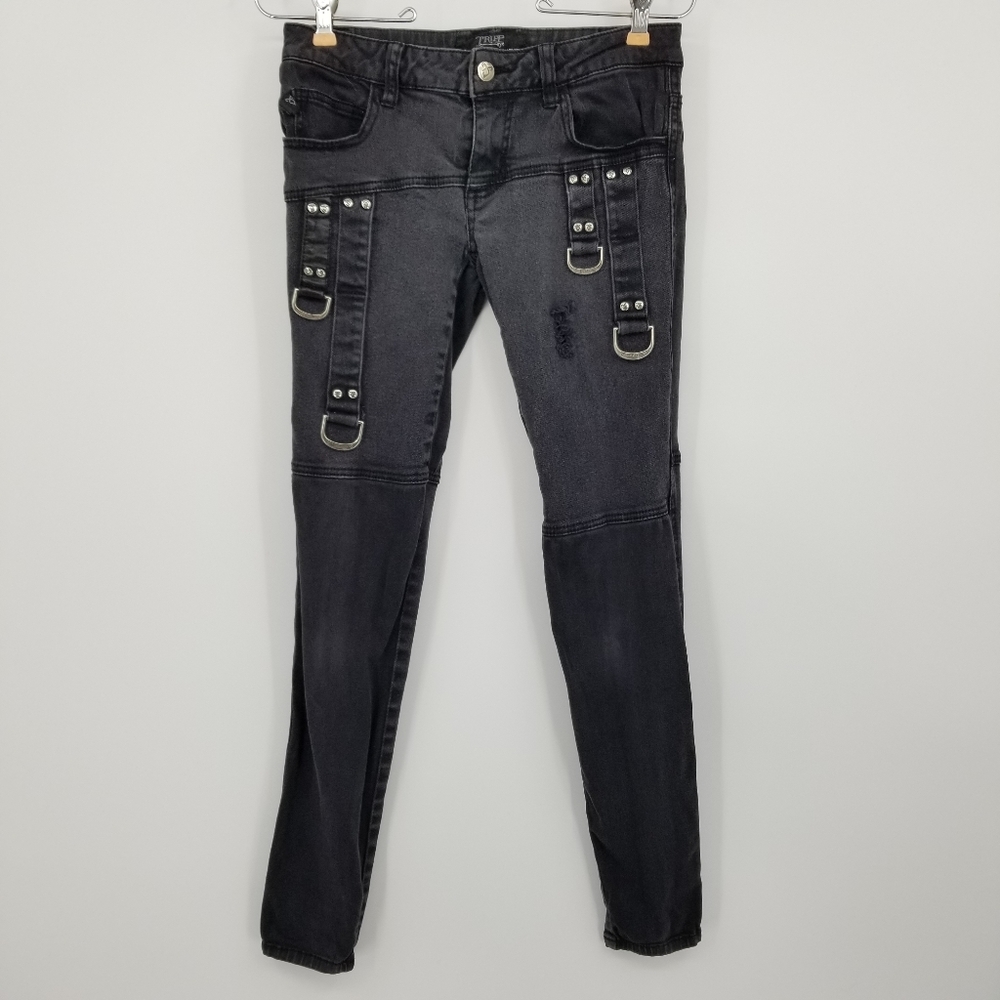 Tripp NYC Black Skinny Pants with Buckle Details